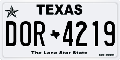 TX license plate DOR4219