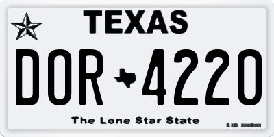 TX license plate DOR4220