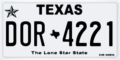 TX license plate DOR4221