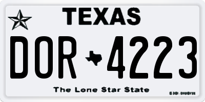 TX license plate DOR4223