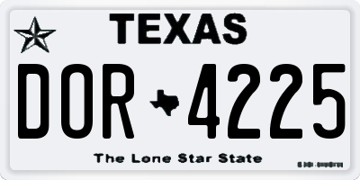 TX license plate DOR4225