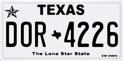 TX license plate DOR4226
