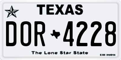 TX license plate DOR4228