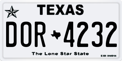 TX license plate DOR4232