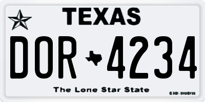 TX license plate DOR4234