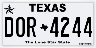 TX license plate DOR4244