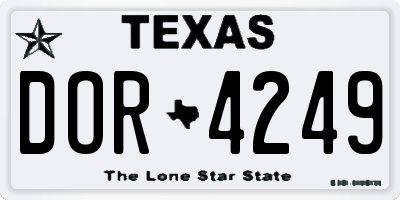 TX license plate DOR4249