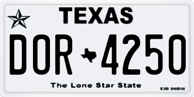 TX license plate DOR4250