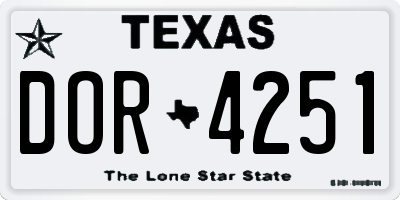 TX license plate DOR4251