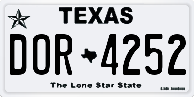 TX license plate DOR4252
