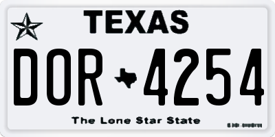 TX license plate DOR4254