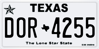 TX license plate DOR4255
