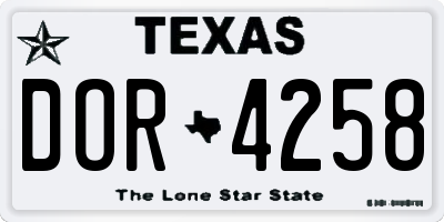 TX license plate DOR4258