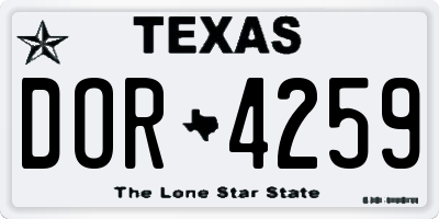 TX license plate DOR4259