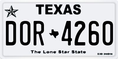 TX license plate DOR4260
