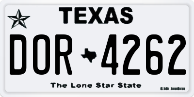 TX license plate DOR4262