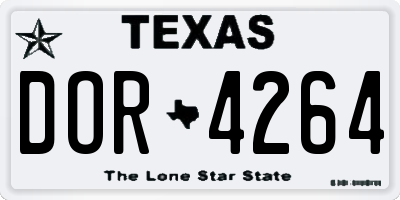 TX license plate DOR4264