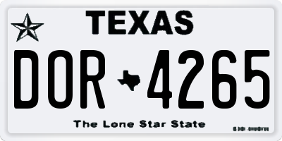 TX license plate DOR4265