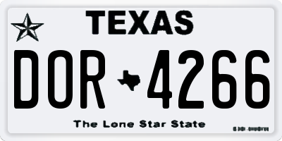 TX license plate DOR4266