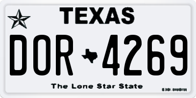 TX license plate DOR4269
