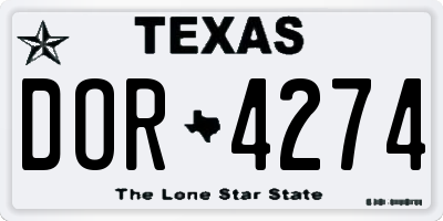 TX license plate DOR4274