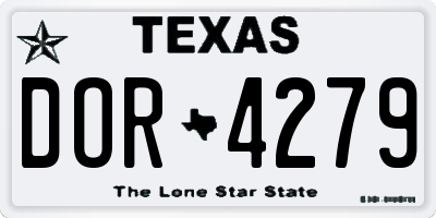 TX license plate DOR4279