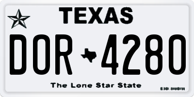 TX license plate DOR4280