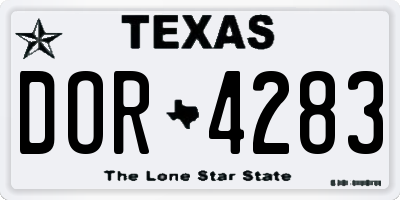 TX license plate DOR4283