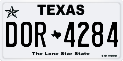 TX license plate DOR4284