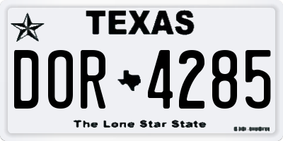 TX license plate DOR4285