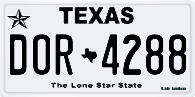 TX license plate DOR4288
