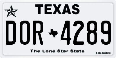 TX license plate DOR4289