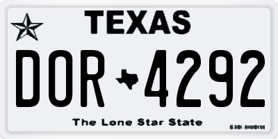 TX license plate DOR4292