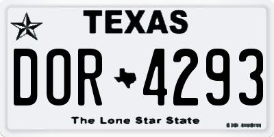 TX license plate DOR4293