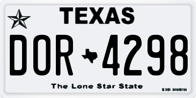 TX license plate DOR4298