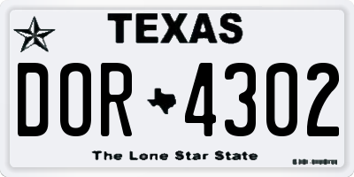 TX license plate DOR4302