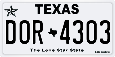TX license plate DOR4303
