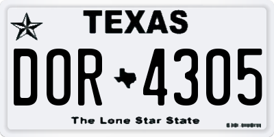 TX license plate DOR4305