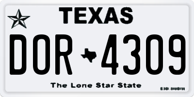 TX license plate DOR4309