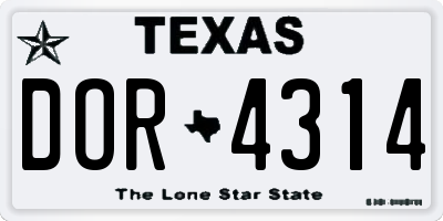 TX license plate DOR4314