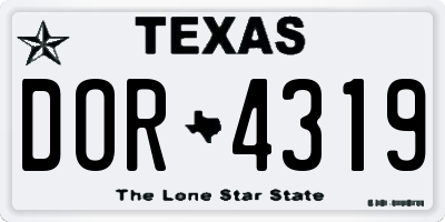 TX license plate DOR4319