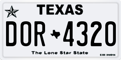 TX license plate DOR4320