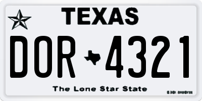 TX license plate DOR4321