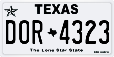 TX license plate DOR4323