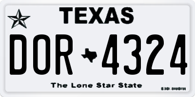 TX license plate DOR4324