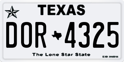 TX license plate DOR4325