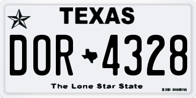 TX license plate DOR4328
