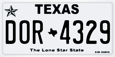TX license plate DOR4329