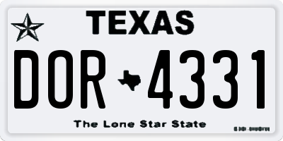 TX license plate DOR4331