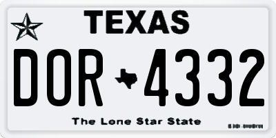 TX license plate DOR4332